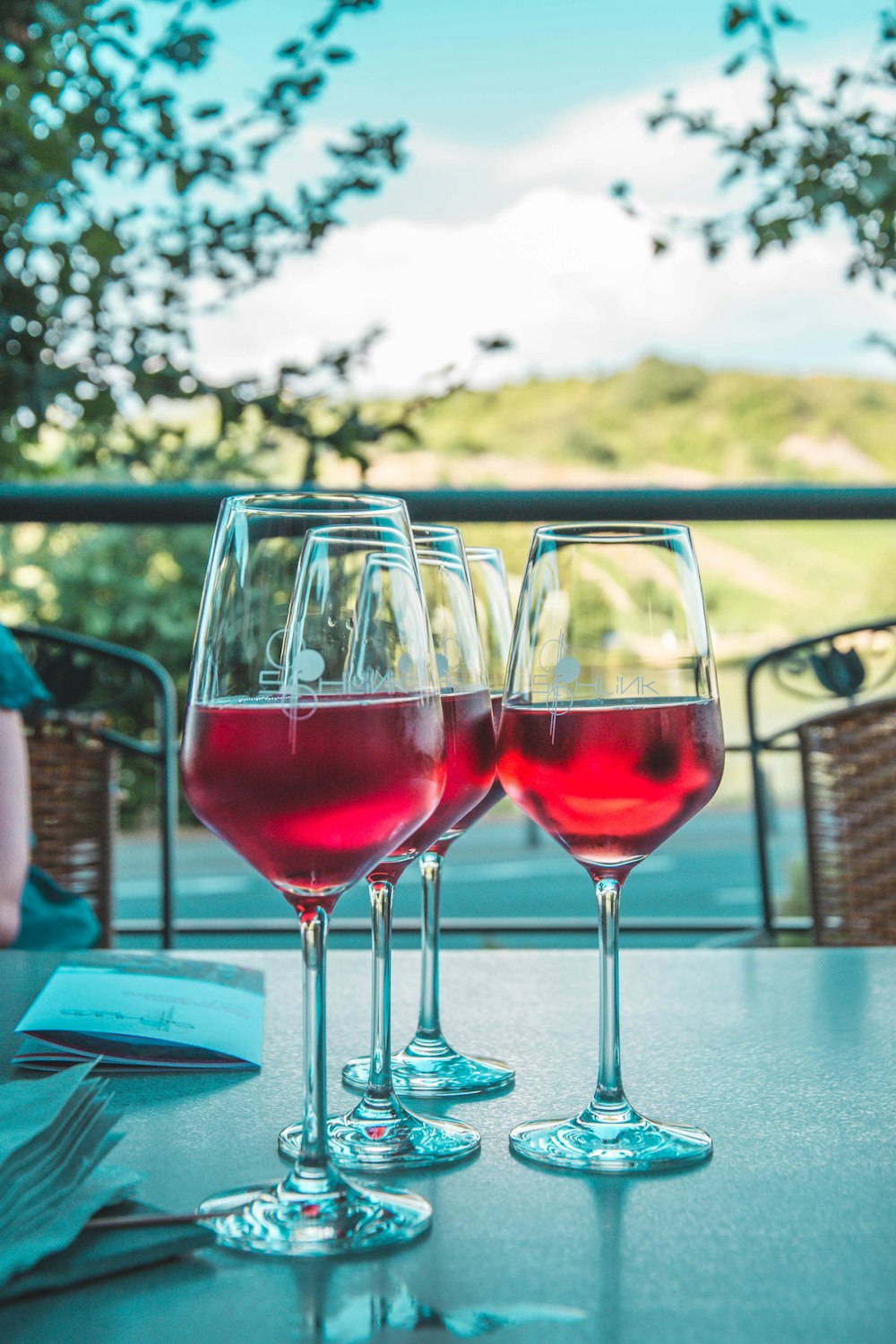 2 wine glasses on table
