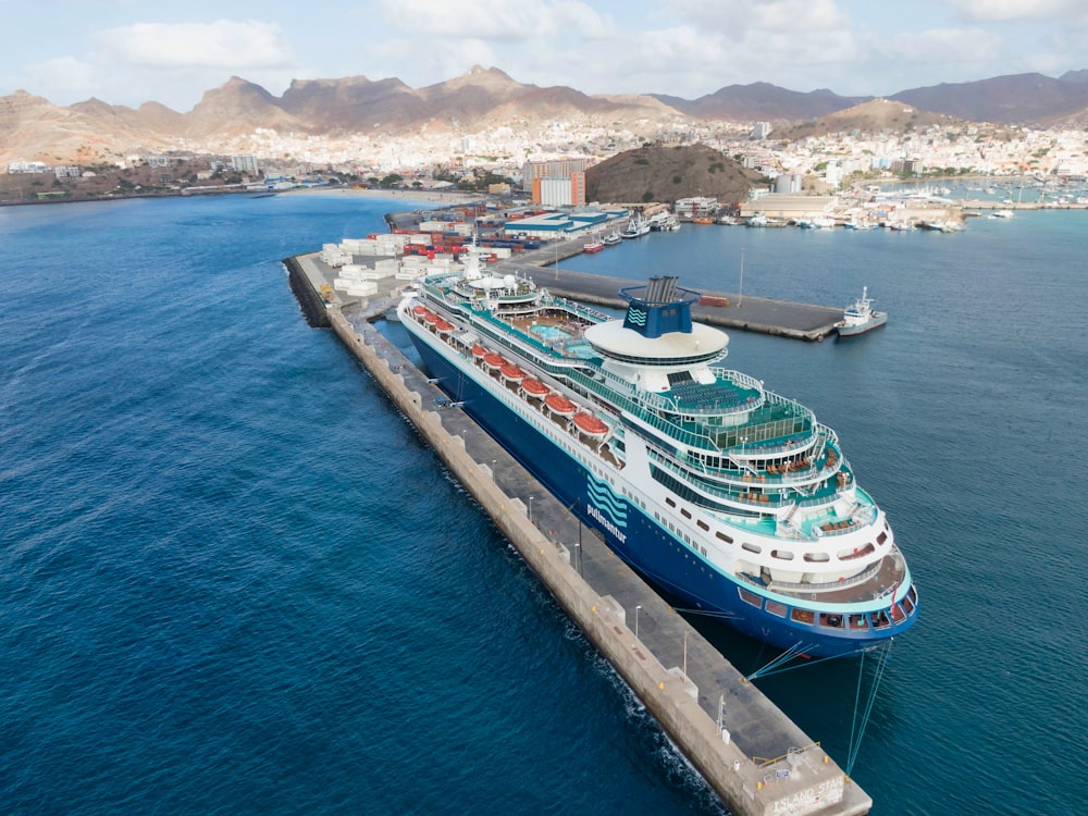 white and blue cruise ship on sea during daytime