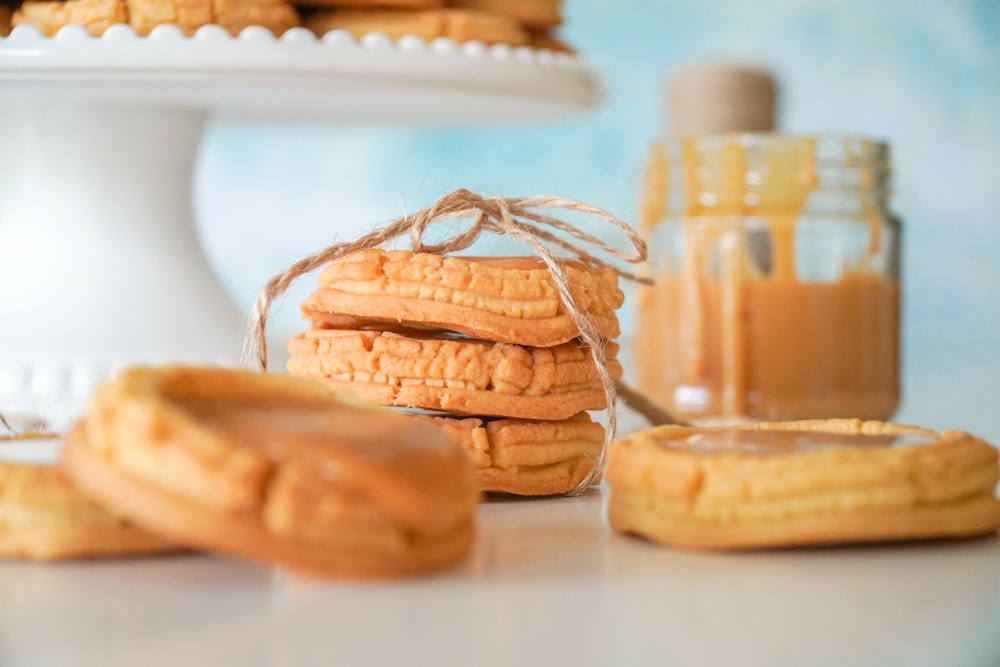 brown cookies on white table