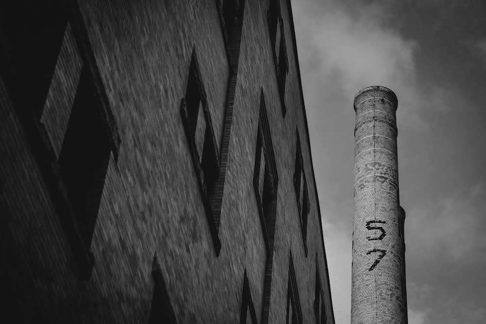 grayscale photo of concrete building