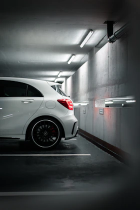 white car in a tunnel