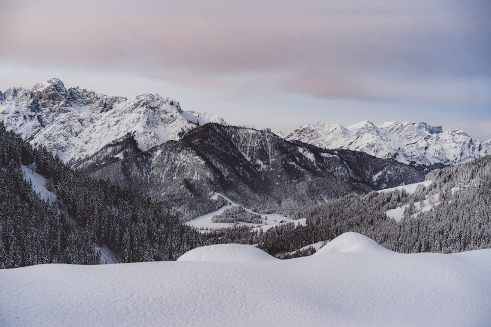 snow covered mountain under cloudy sky during daytime