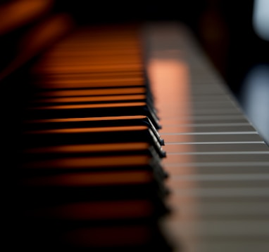 brown and white piano keys