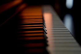 brown and white piano keys