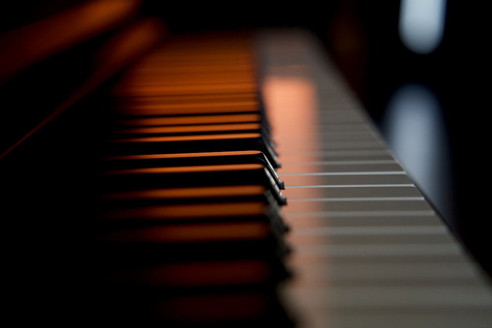 brown and white piano keys