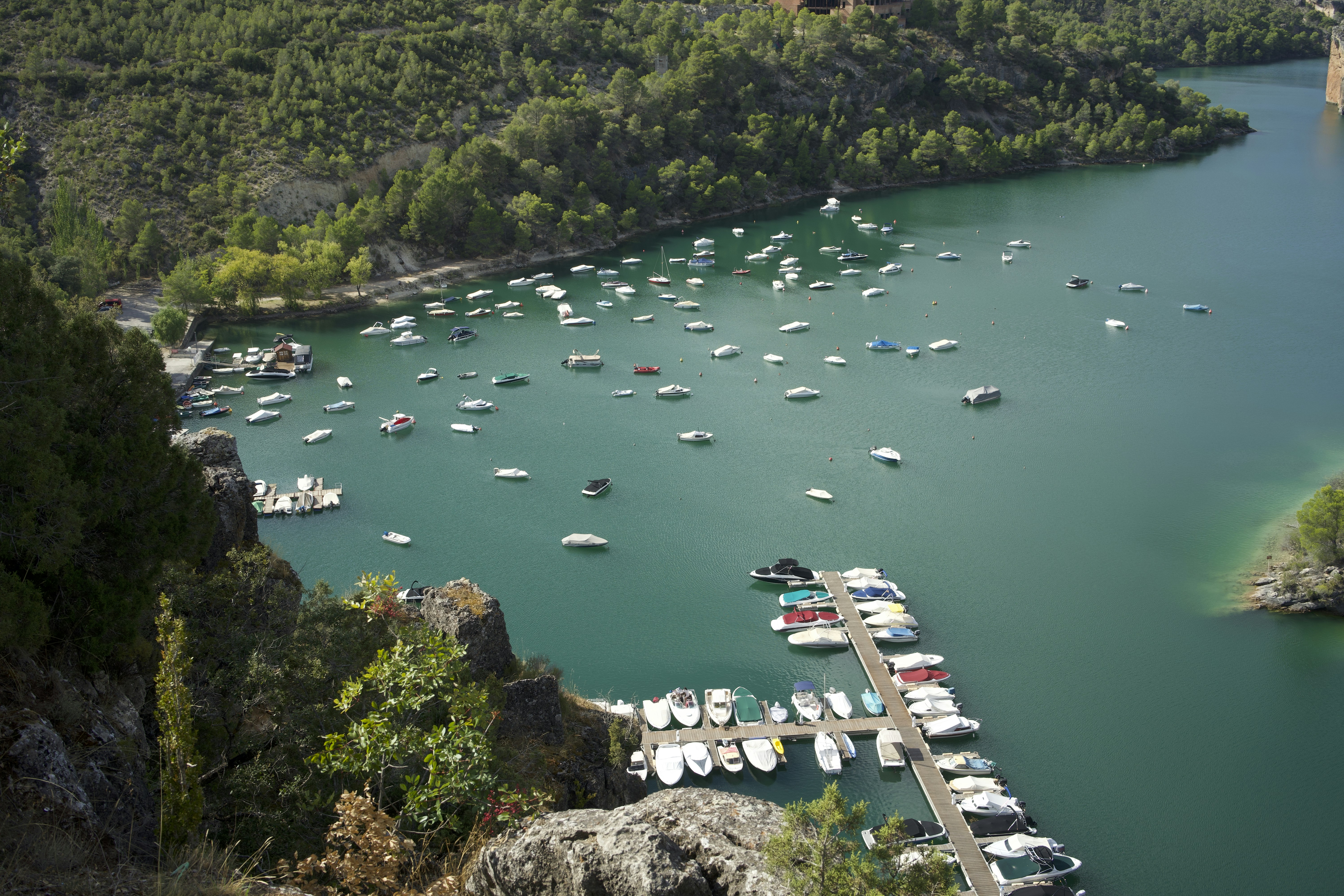 aerial view of boats on sea during daytime