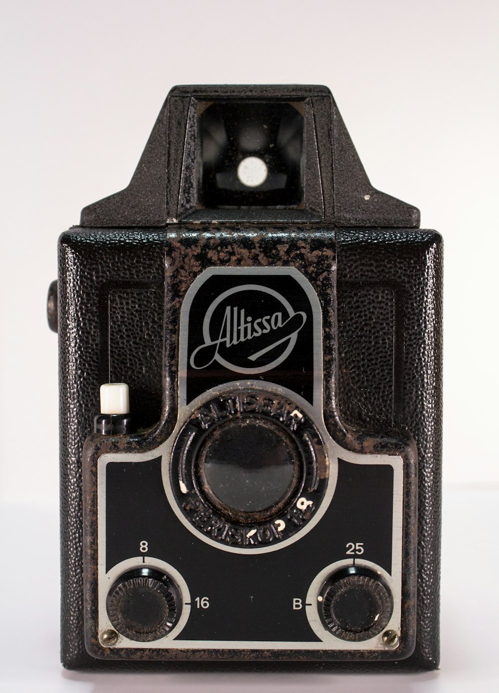 black and silver vintage camera