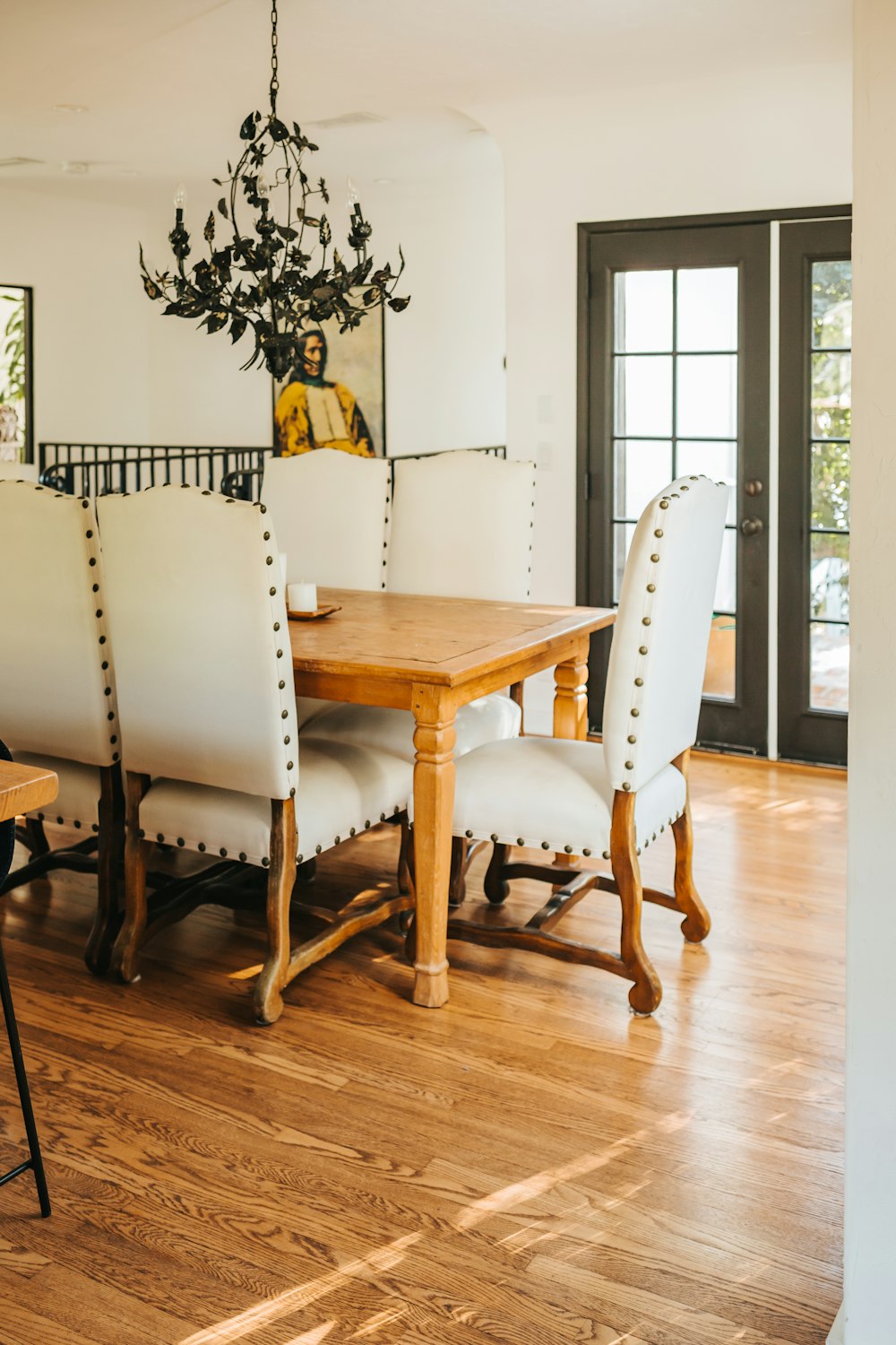 brown wooden table with chairs