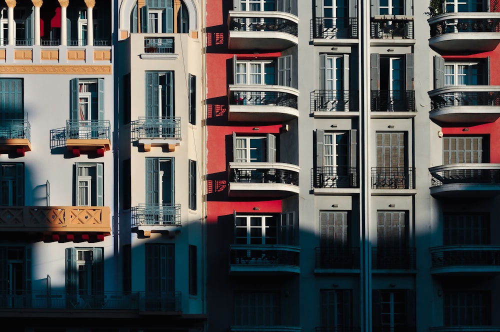 red white and blue concrete building