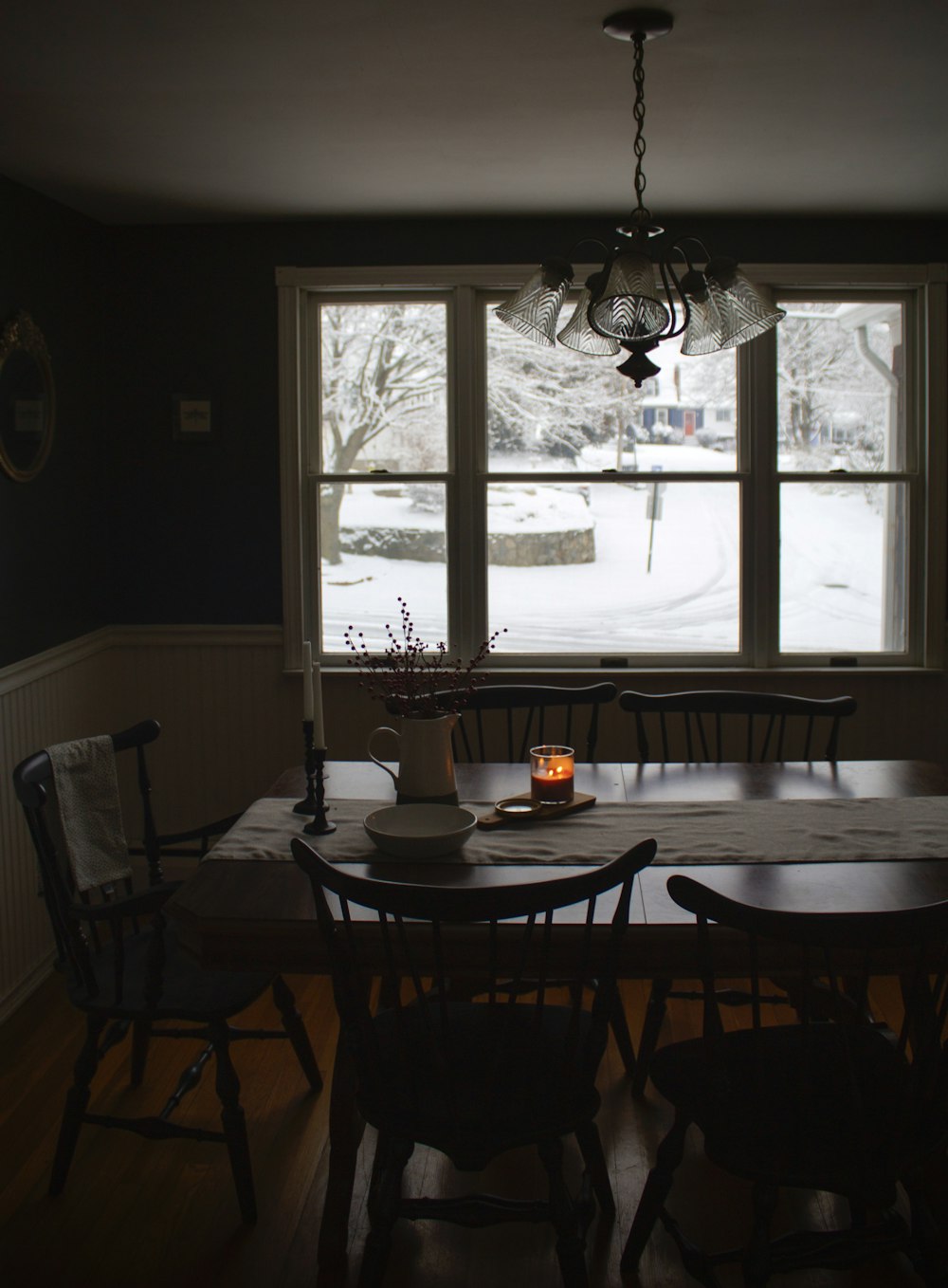 brown wooden table with chairs