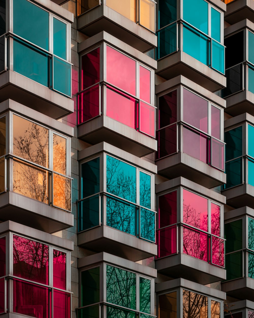 pink blue and white concrete building