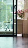 black metal framed glass window