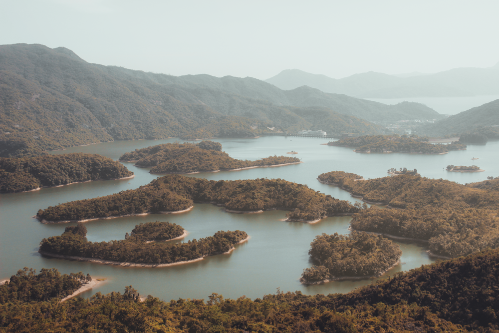 a large body of water surrounded by mountains