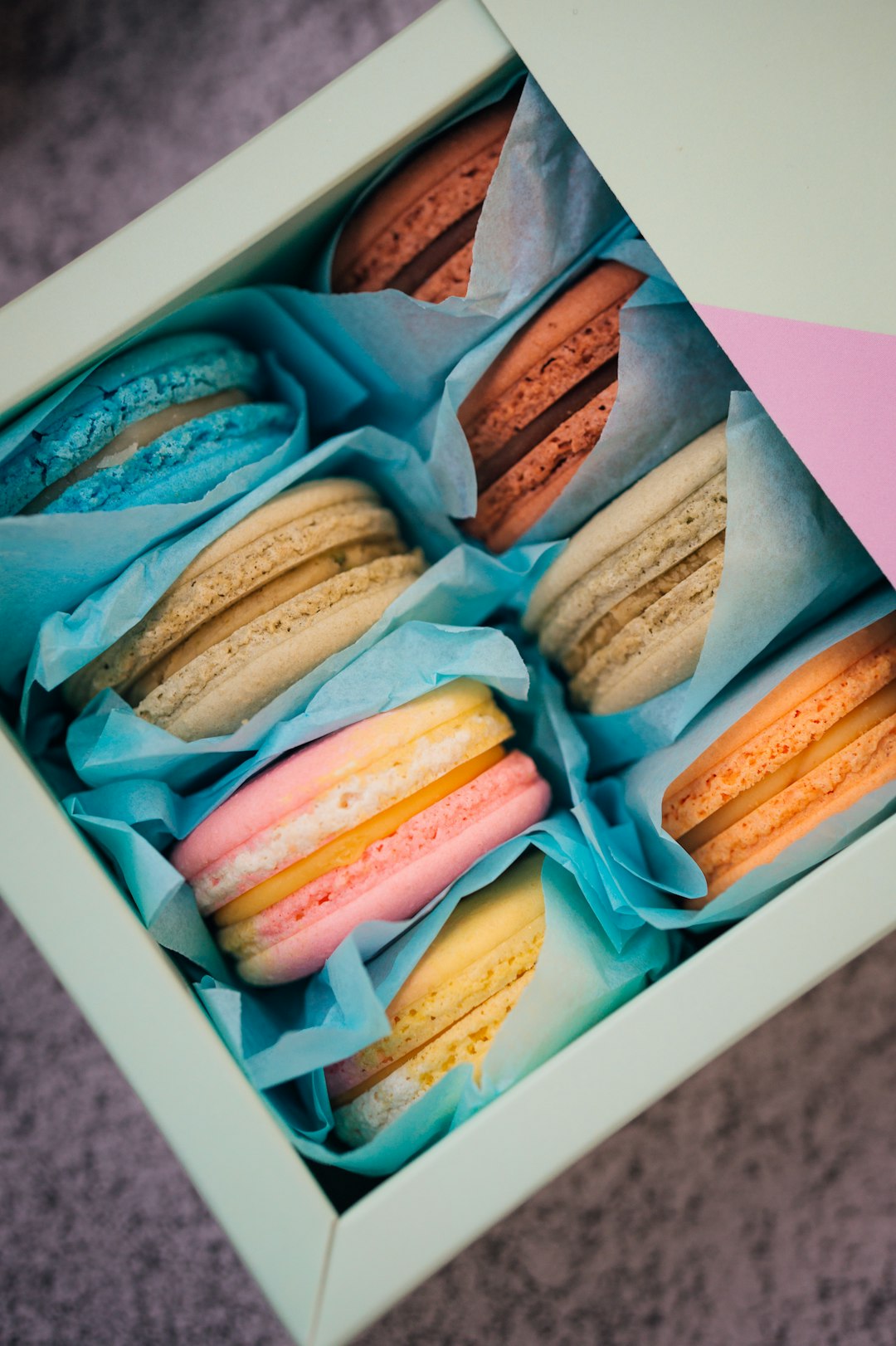 blue and brown food in box