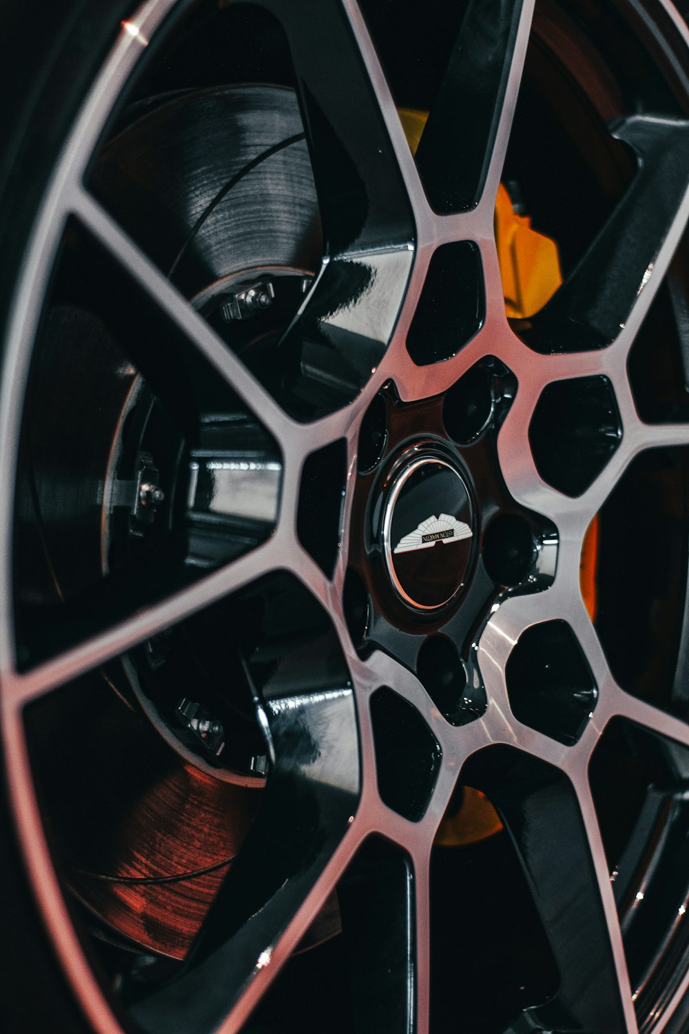 a close up of a tire on a car