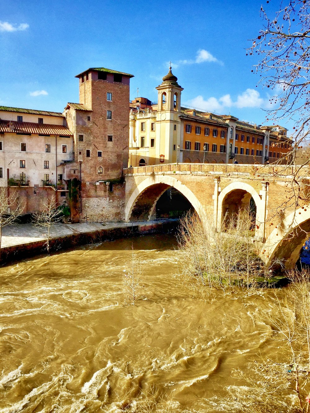 brown concrete building near river during daytime