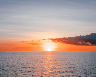 body of water during sunset