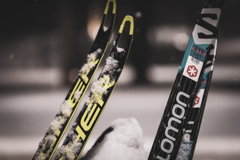 black and red ski blades