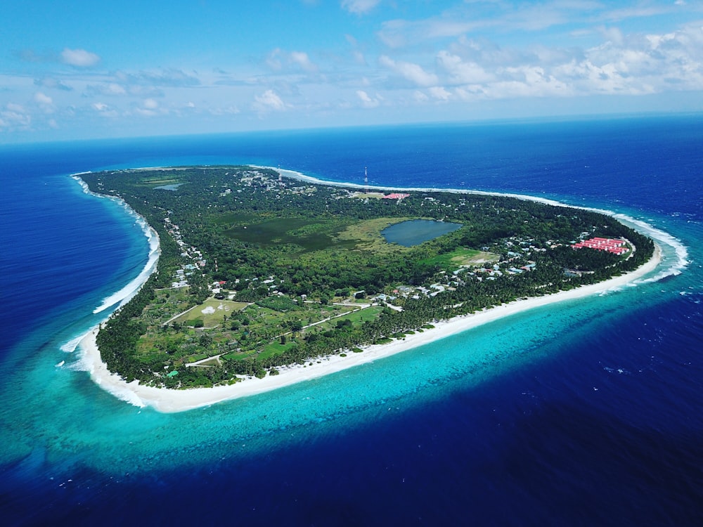 aerial view of green island during daytime