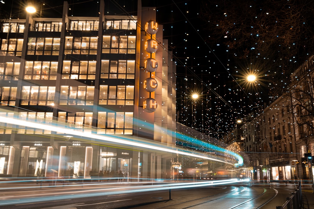 time lapse photography of city street during night time