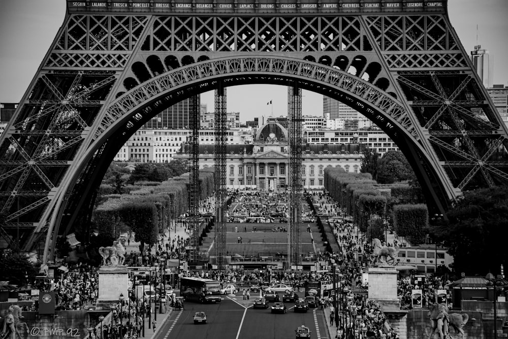 grayscale photo of people walking on street