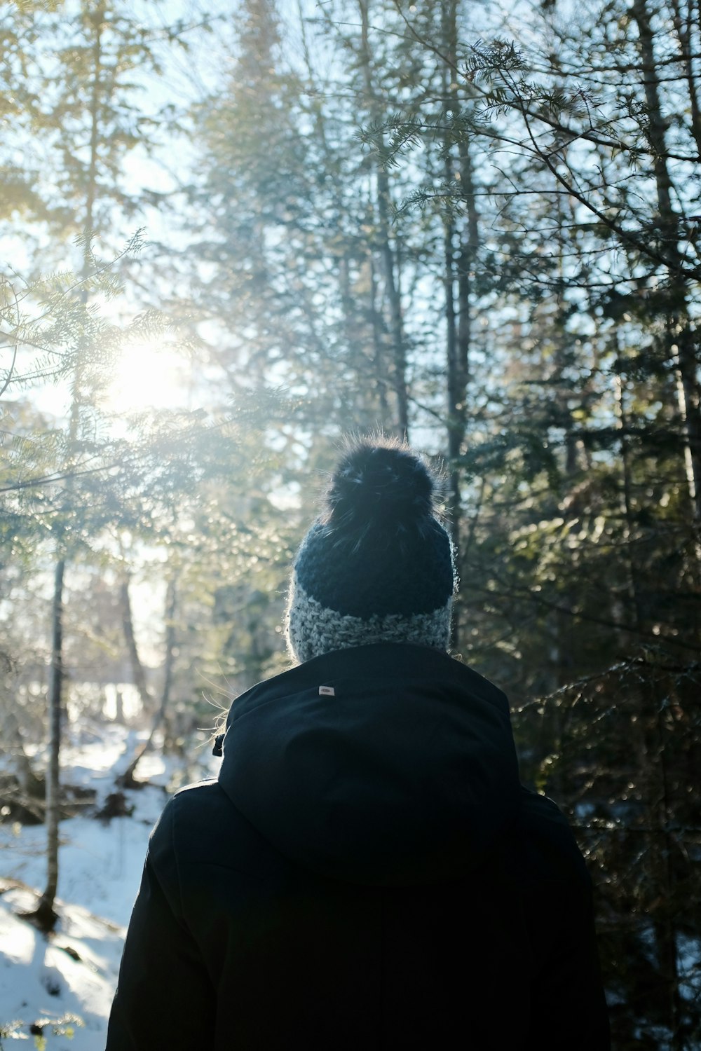 person in black jacket standing in front of trees during daytime