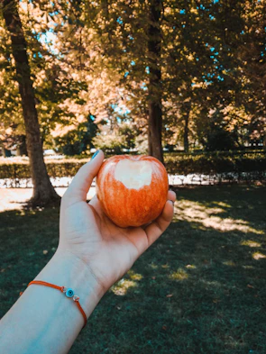 Vibrant lifestyle shot of a person using a tech accessory outdoors in a sunny park.