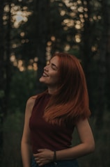 woman in brown tank top