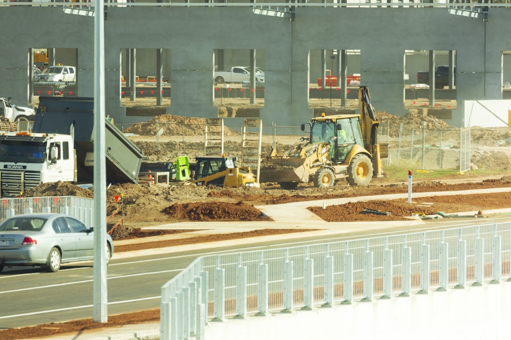 white and brown heavy equipment