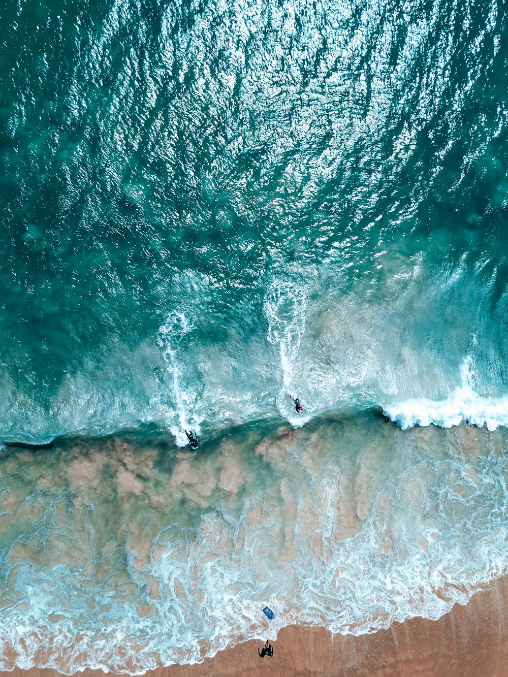 aerial view of ocean waves