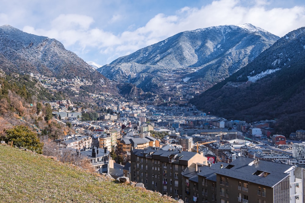 aerial view of city near mountain during daytime