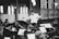 A conductor in a white shirt is leading an orchestra of musicians playing string instruments in a spacious hall with large windows. The musicians are focused on their sheet music, creating an atmosphere of concentration and harmony.