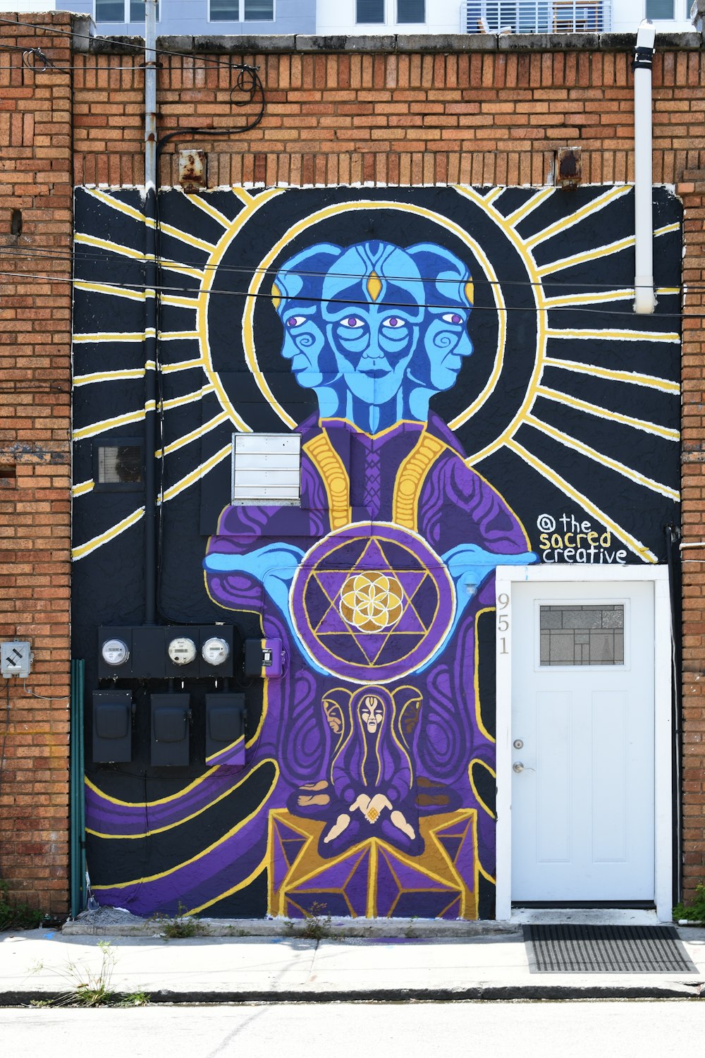 purple and yellow lion door