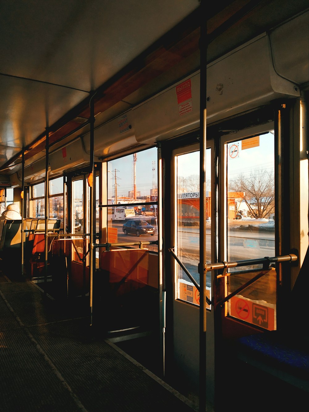 white and brown train interior