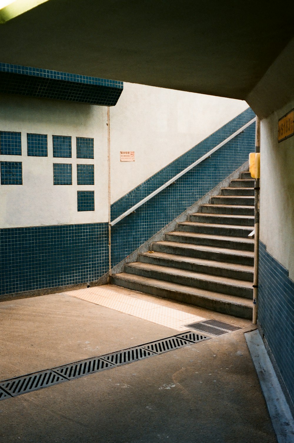 blue and white concrete building