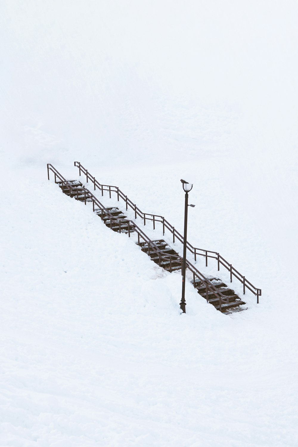 black metal ladder on snow covered ground