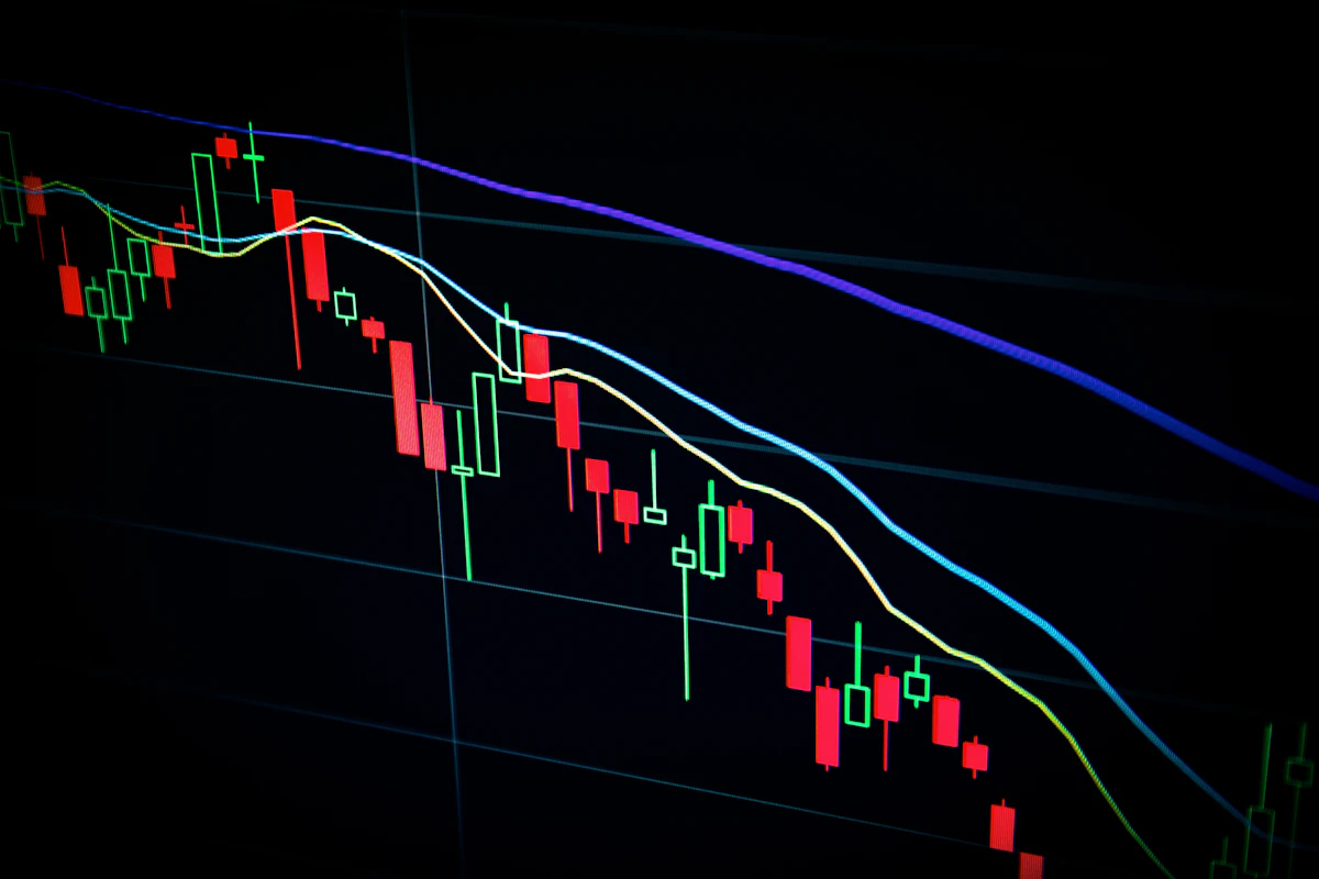 Financial market chart rising on a trading screen