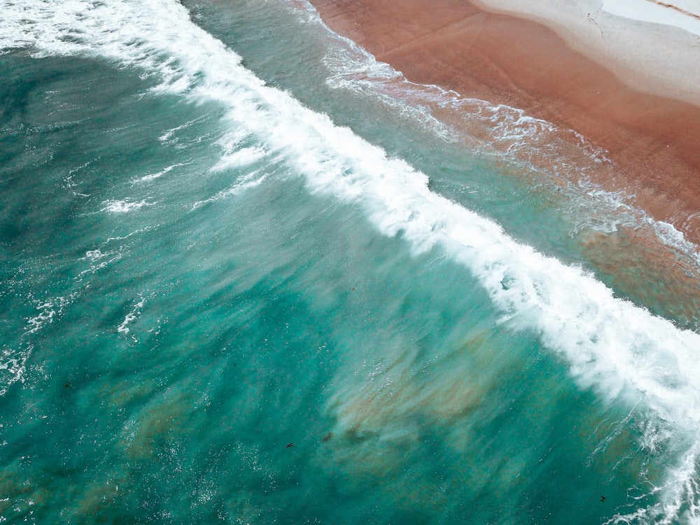 aerial view of ocean waves