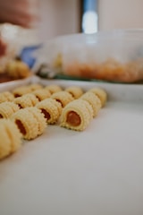 white cookies on white table
