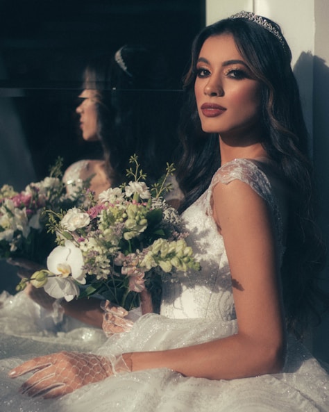 woman in white sleeveless wedding dress