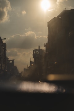 A professional photo capturing urban Dakar in golden hour light.