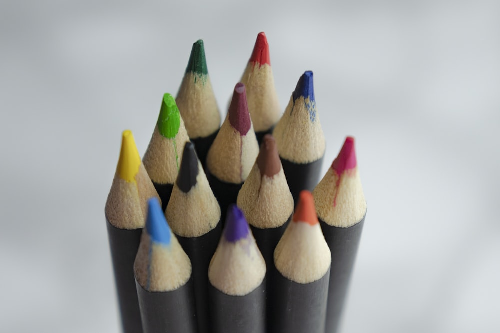 black and multi colored coloring pencils