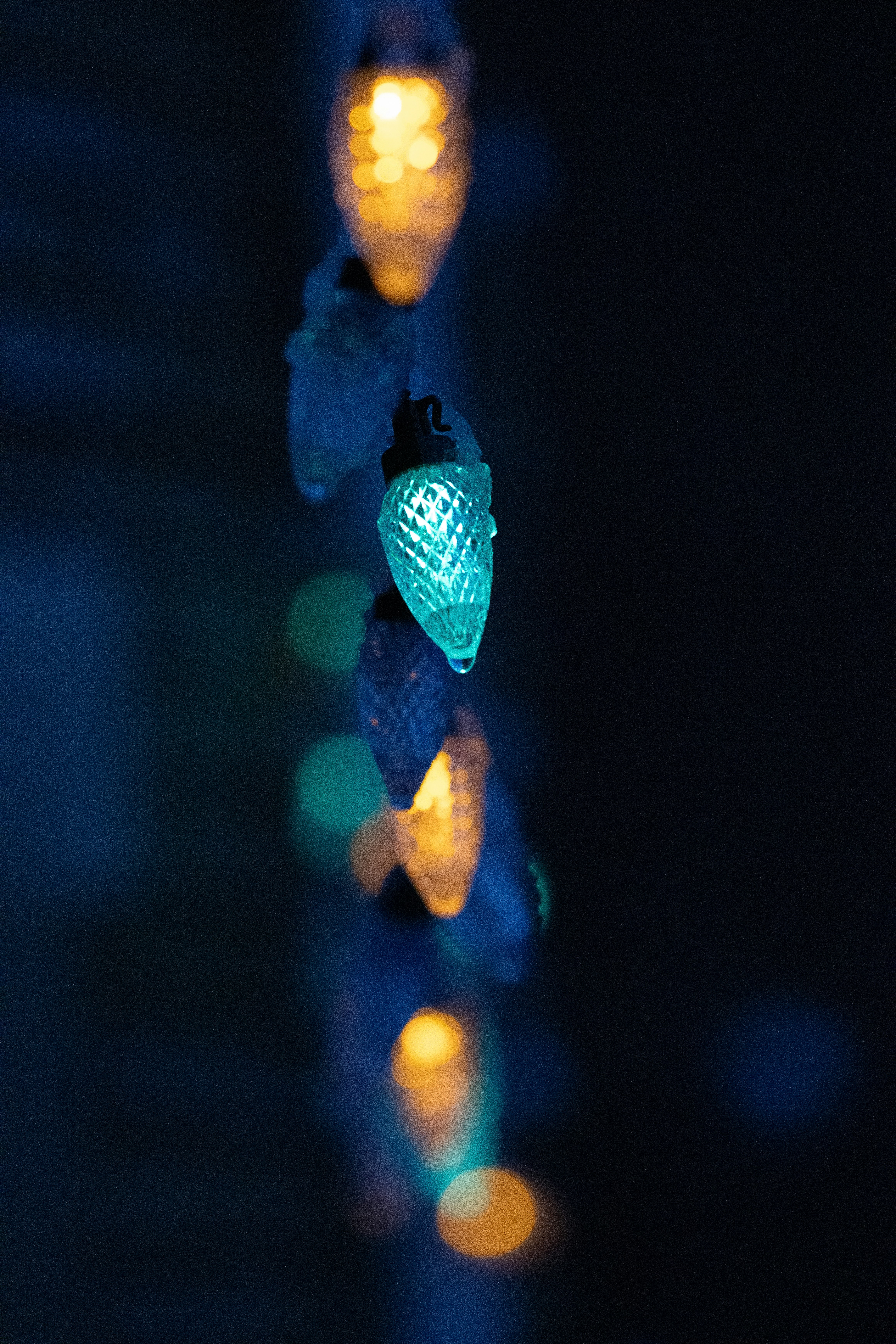 blue and yellow light bokeh