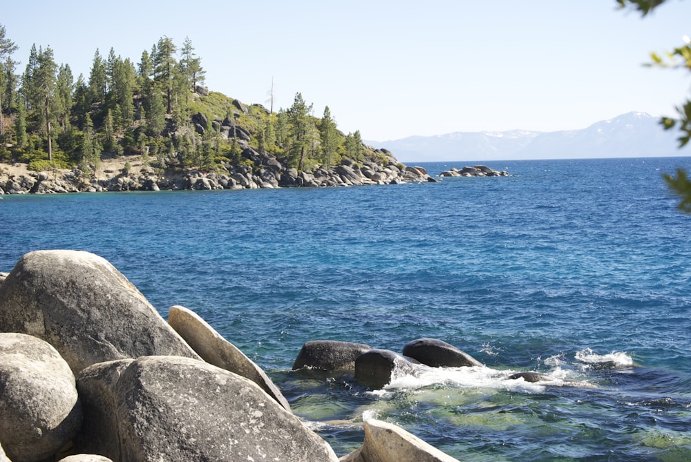 brown rocks near body of water during daytime