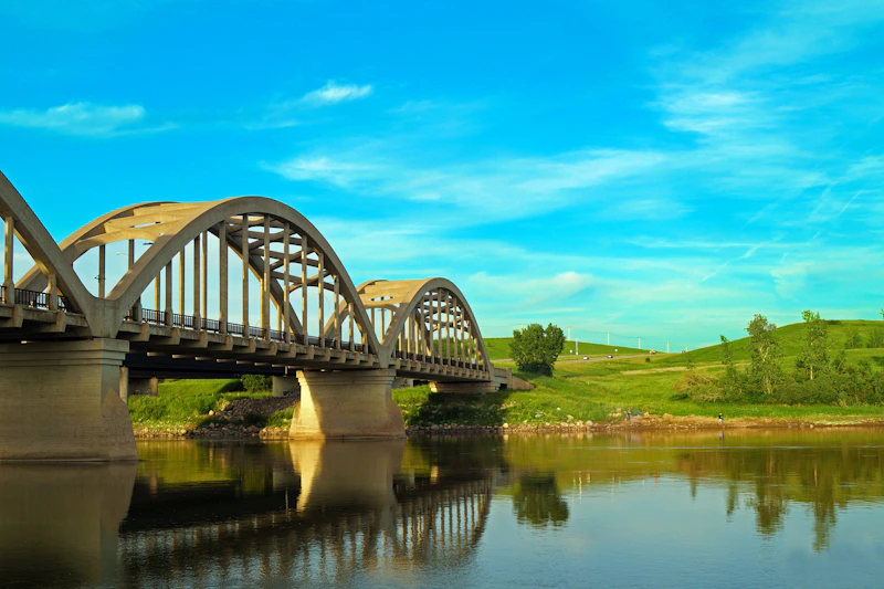 Bridge construction over a river