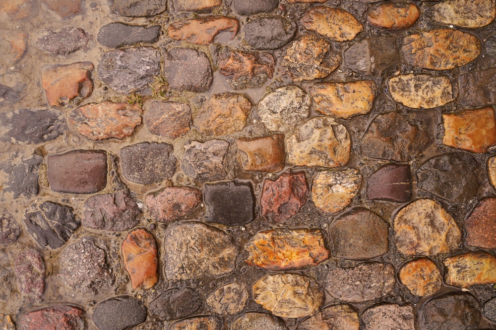 brown and gray brick wall