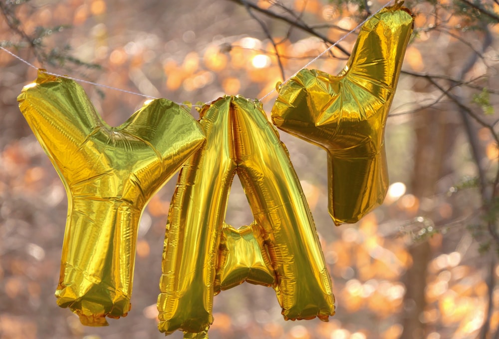 green and yellow hanging decor