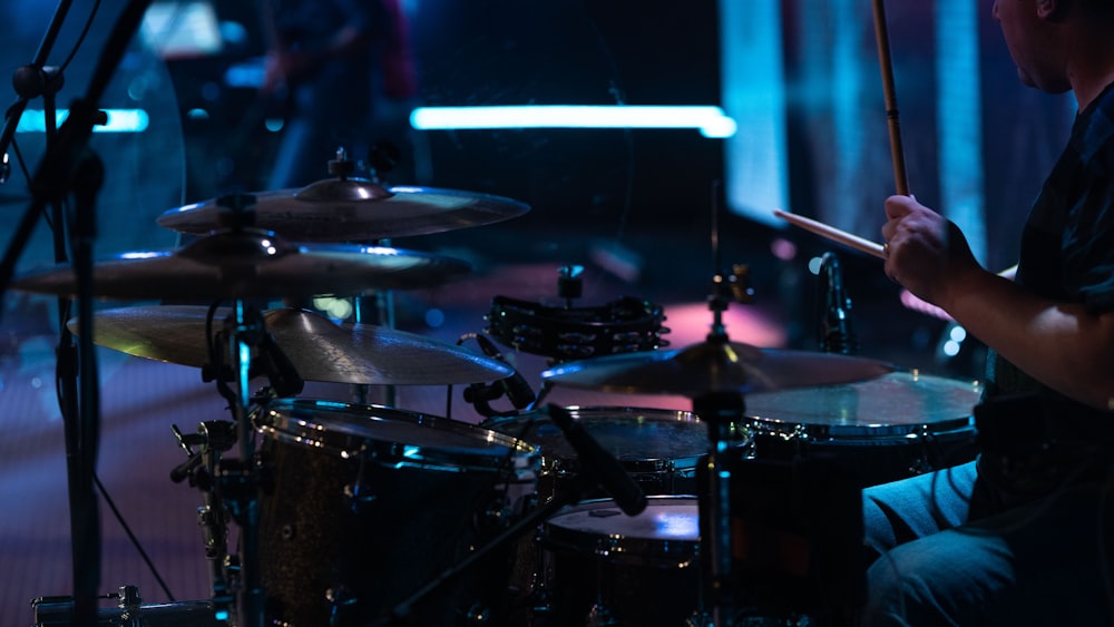 black and white drum set