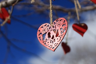 brown and white heart shaped pendant