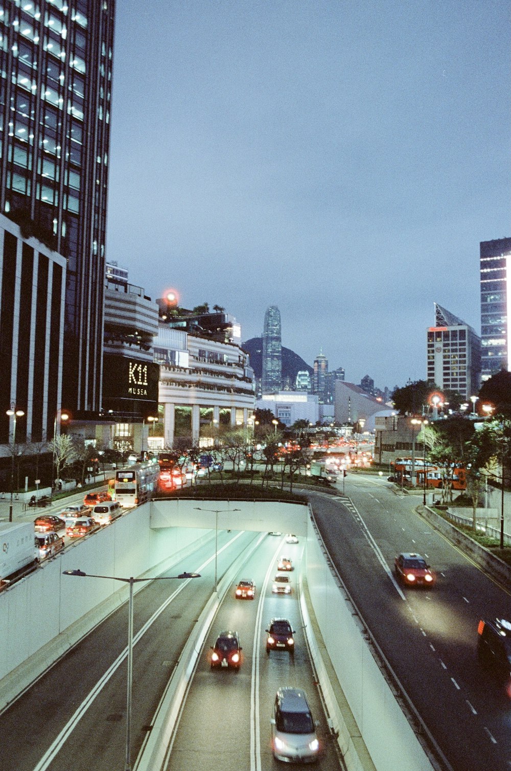 cars on road near high rise buildings during daytime